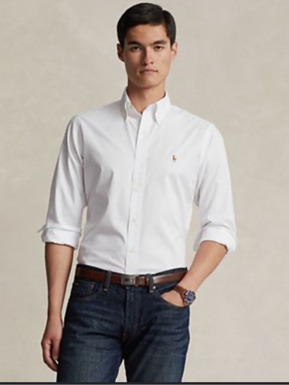 Ralph Lauren Men's White Yarmouth Oxford Shirt Vintage, Button Down, Size 17 1/2